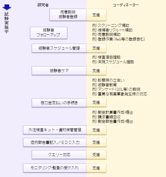 CRC業務の内容（試験実施中）