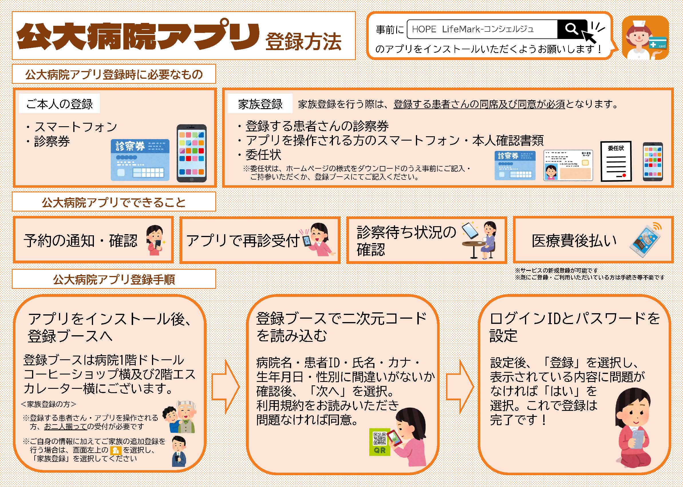 公大病院アプリ登録方法